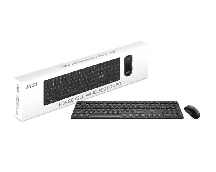 MSI FORGE K210 WIRELESS COMBO klawiatura Dołączona myszka Dom/Biuro USB Czarny