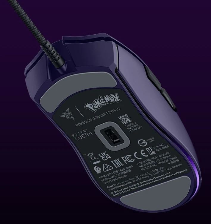 Razer Cobra Gengar Edition myszka Gaming Po prawej stronie USB Typu-A Optyczny 8500 DPI