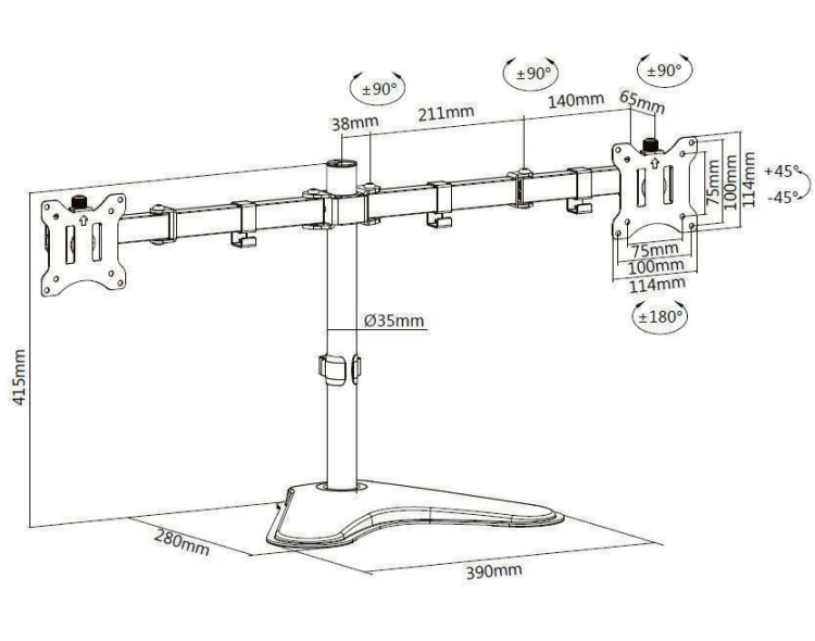 Equip 650123 uchwyt / stojak do monitorów 81,3 cm (32") Biurko Czarny