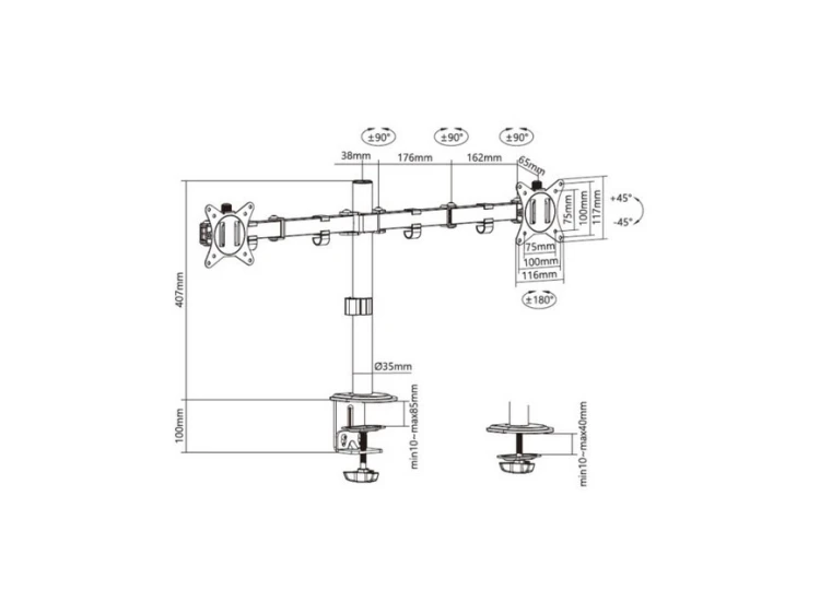 Equip 650157 uchwyt / stojak do monitorów 81,3 cm (32") Biurko Czarny