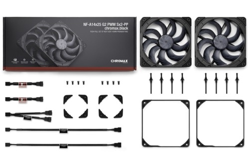 Noctua 140mm NF-A14x25 G2 PWM Sx2 PP chromax.black edition - zestaw dwóch wentylatorów