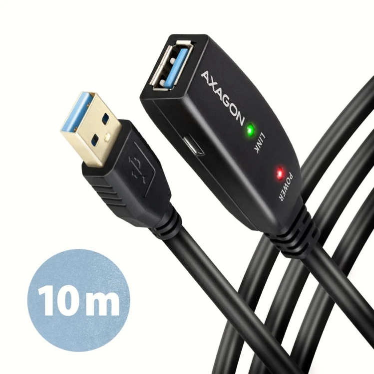 Axagon N ADR-310 USB 3.2 Gen 1 A-M -> A-F aktivni prodlu?ovaci repeater kabel kabel USB USB 3.2 Gen 1 (3.1 Gen 1) 10 m USB A Czarny