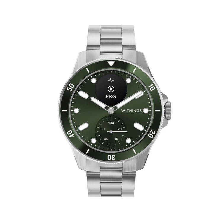 Zegarek Withings Scanwatch Nova - zegarek z funkcją EKG, pomiarem pulsu, SPO2 i temperatury oraz mierzeniem aktywności fizycznej i snu (42mm, green)