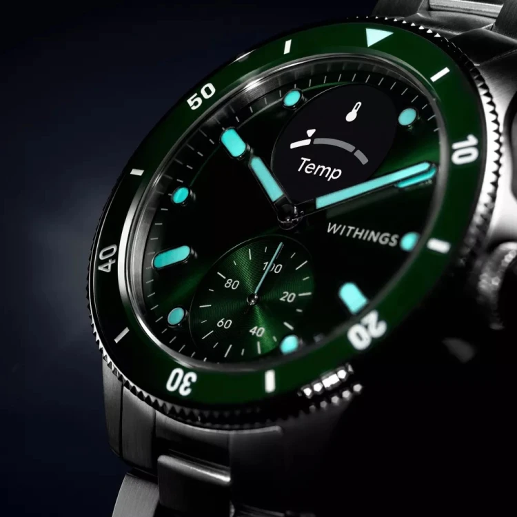 Zegarek Withings Scanwatch Nova - zegarek z funkcją EKG, pomiarem pulsu, SPO2 i temperatury oraz mierzeniem aktywności fizycznej i snu (42mm, green)