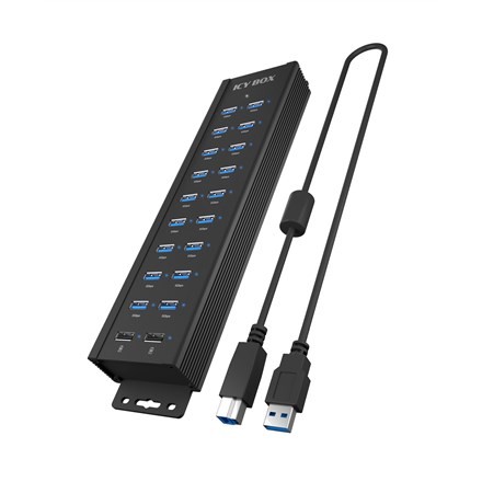 Rajd Sonic - HUB USB 20 w 1 z zasilaczem, przyciskiem włączania/wyłączania i wspornikami montażowymi