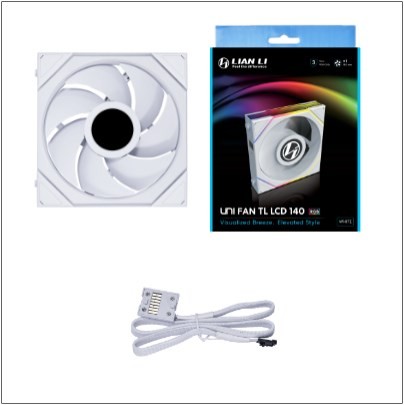 Wentylator bezprzewodowy Lian Li UNI FAN TL LCD, ARGB, PWM - 140mm, biały