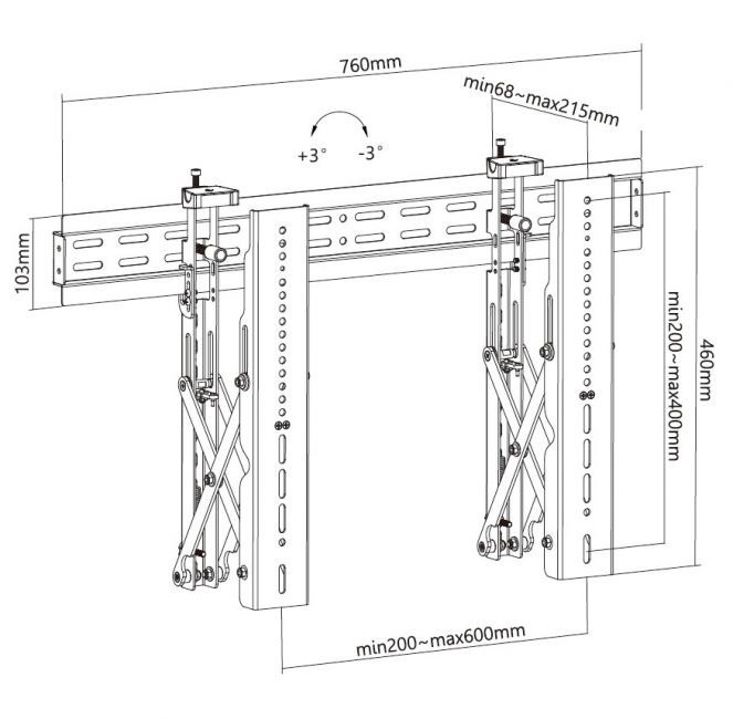 Uchwyt ścienny 37"-70" 1TFT Popout 1Joint 45Kg sw lite Sprzedaż detaliczna