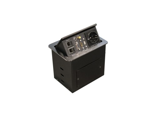 Wyposażenie Gniazdo stołowe CEE7/7 90°->2xRJ45/HDMI/AUX/USB2.0/VGA