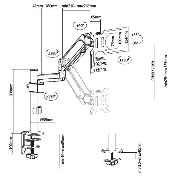 Equip 650132 uchwyt / stojak do monitorów 81,3 cm (32") Biurko Czarny