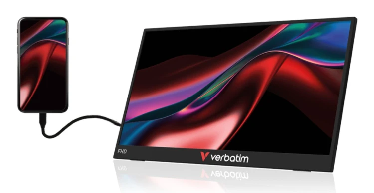 Verbatim Portable 15.6" FHD Monitor LIGHT Przenośny monitor Czarny 39,6 cm (15.6") LCD 1920 x 1080 px