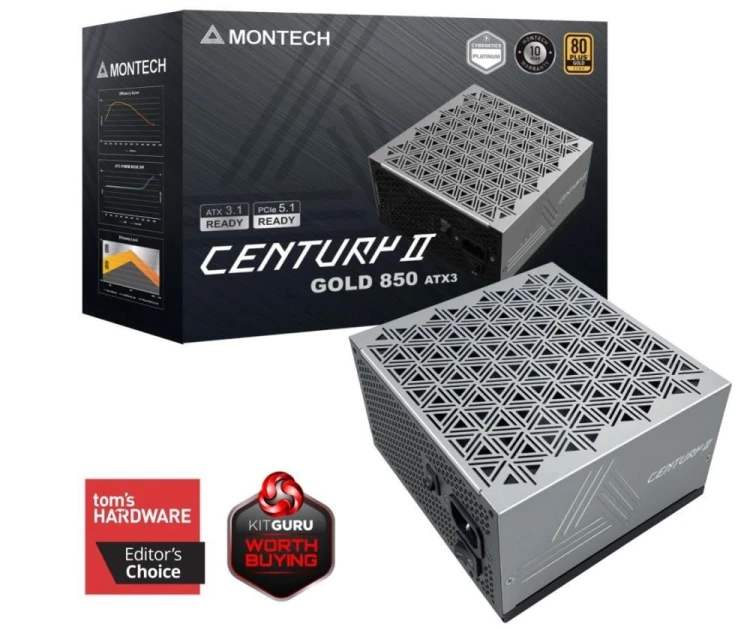 Montech CENTURY II moduł zasilaczy 850 W 20+4 pin ATX ATX Srebrny, Czarny