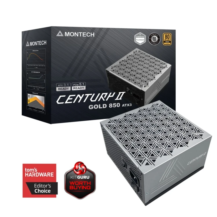 Montech CENTURY II moduł zasilaczy 850 W 20+4 pin ATX ATX Srebrny, Czarny