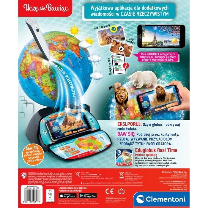 Zestaw Clementoni - Interaktywny Eduglobus Real Time