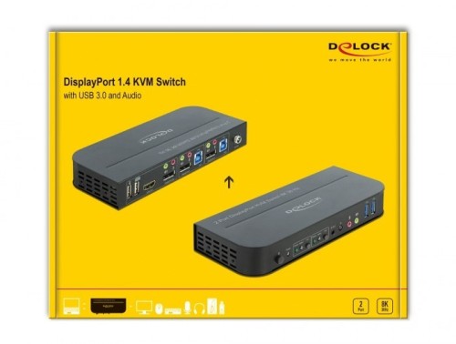 KVM Switch DisplayPort 1.4 8K z USB 3.0 i Audio - KVM / audio / USB switch - 2 porty