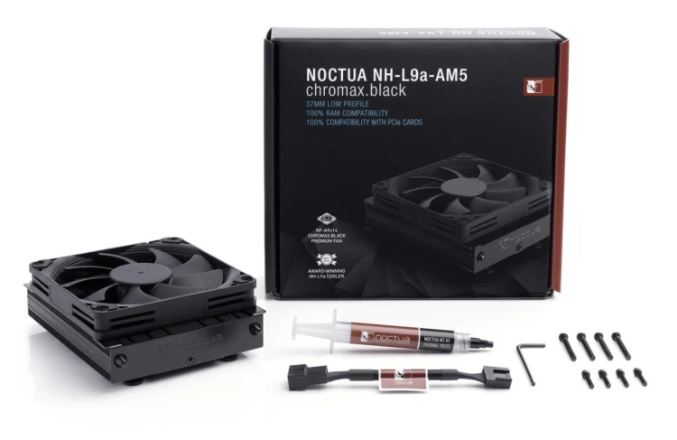 Noctua NH-L9A-AM5 CHROMAX.BLACK system chłodzenia komputerów Procesor Chłodnica powietrza 9,2 cm Czarny 1 szt.