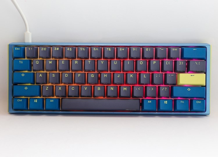 Ducky One 3 Daybreak Mini klawiatura Gaming USB Niemiecki Czarny, Niebieski, Zielony
