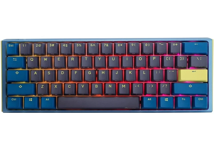 Ducky One 3 Daybreak Mini klawiatura Gaming USB Niemiecki Czarny, Niebieski, Zielony