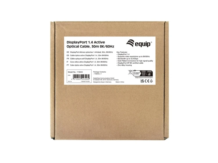 Kabel DisplayPort - DisplayPort (M) do DisplayPort (M) - DisplayPort 1.4 - 30.0m - Aktywny, Obsługuje 8K 30 Hz (7680 x 4320) - (119443)
