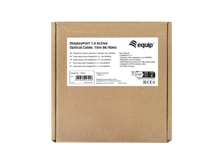 Wyposażenie - Kabel DisplayPort - DisplayPort (M) do DisplayPort (M) - DisplayPort 1.4 - 15.0m - Aktywny, Obsługuje 8K 30 Hz (7680 x 4320) - (119441)