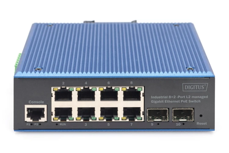 Digitus Przemysłowy 8+2 portowy zarządzalny przełącznik Gigabit Ethernet PoE L2