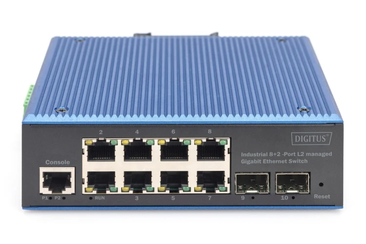 Przemysłowy 8+2 Port L2 Managed Gigabit Ethernet Switch 8x GE RJ45 + 2 SFP Port