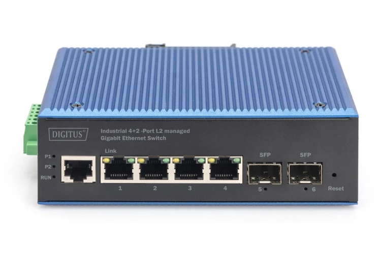 Switcher przemysłowy 4+2-Port L2 zarządzany Gigabit Ethernet 4 x GE RJ45 + 2 SFP Port