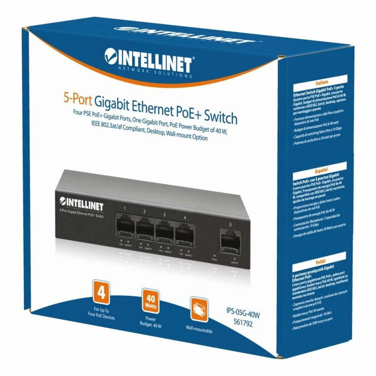Intellinet 561792 przełącznik sieciowy Gigabit Ethernet (10/100/1000) Obsługa PoE Czarny