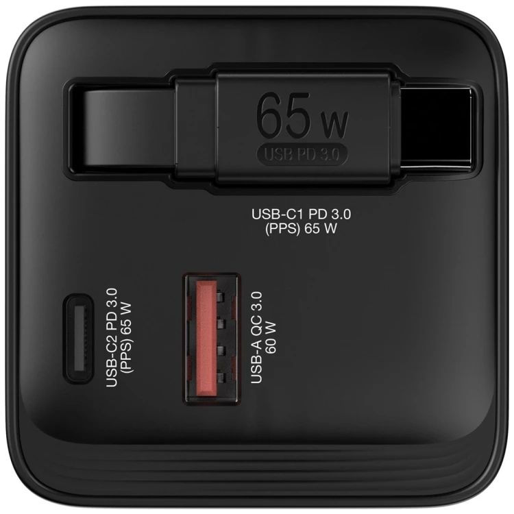 ładowarka Verbatim Gan 65W 2xUSB-C PD,1xUSB-A, retrac. Przewód 32217