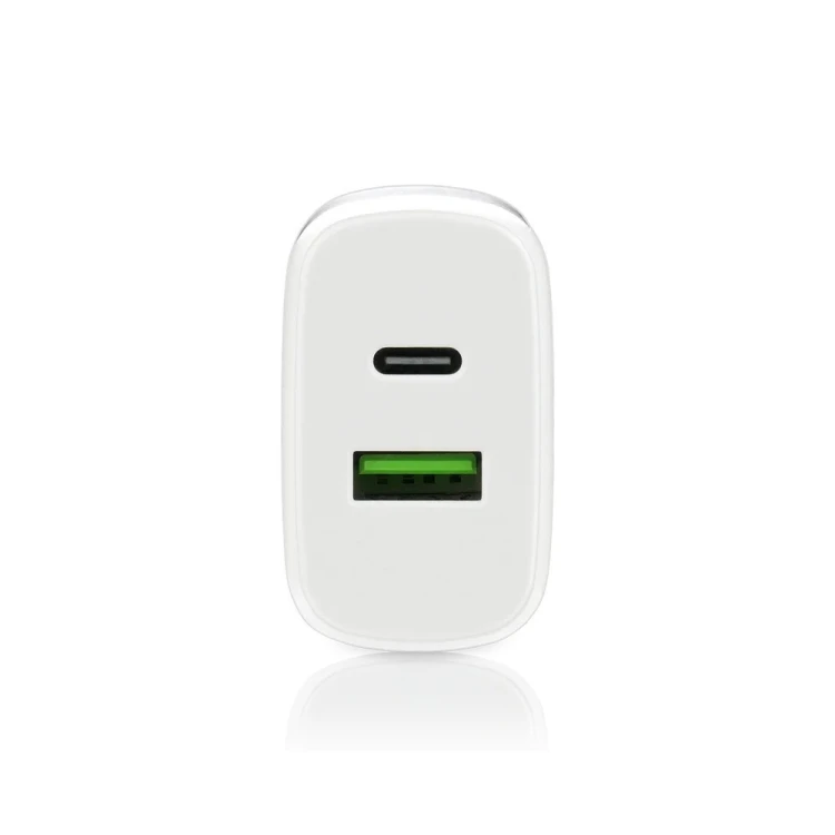 EVERACTIVE ŁADOWARKA SIECIOWA 1 X USB QUICK CHARGE 3.0 ORAZ 1 X USB-C PD PPS 25W BIAŁA SC-370Q
