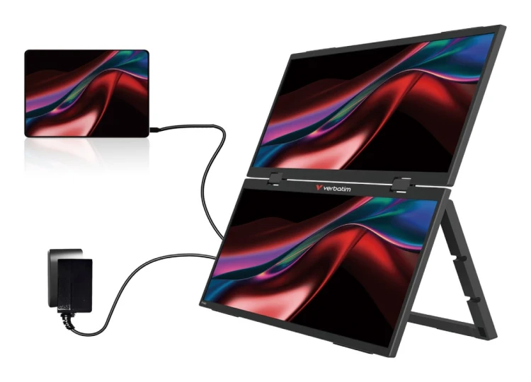 Verbatim Portable 15.6" FHD Dual Monitor Essentials Przenośny monitor Czarny 39,6 cm (15.6") LCD 1920 x 1080 px