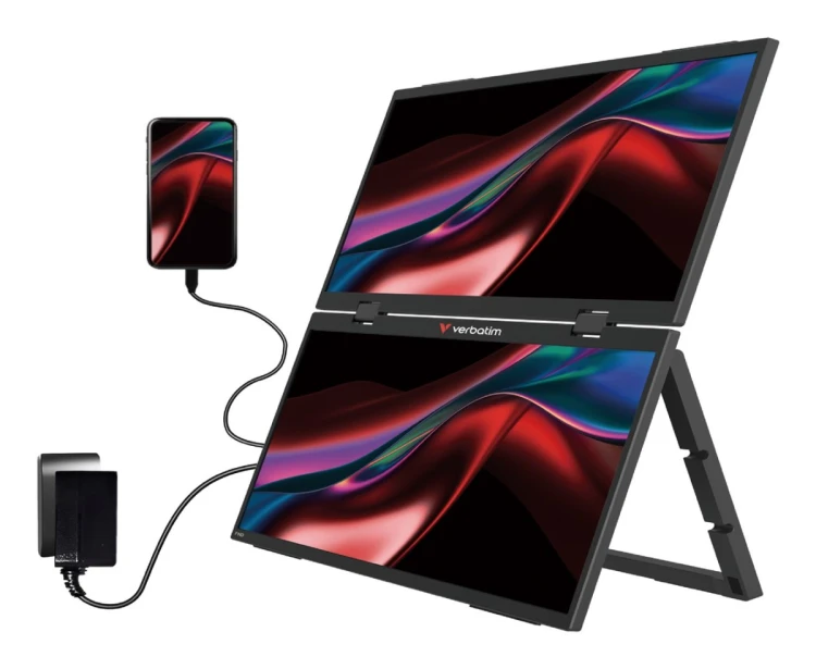 Verbatim Portable 15.6" FHD Dual Monitor Essentials Przenośny monitor Czarny 39,6 cm (15.6") LCD 1920 x 1080 px