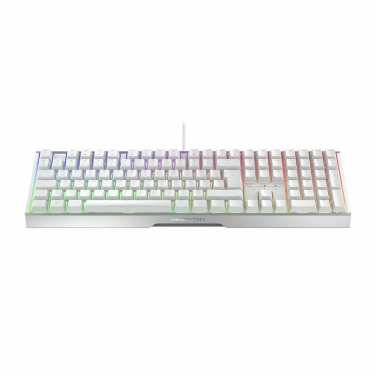 Klawiatura CHERRY XTRFY MX 3.1 - Pełny rozmiar - Podświetlenie - USB-C - QWERTZ - Niemiecki - Przełącznik kluczykowy: CHERRY MX2A Brązowy - biały