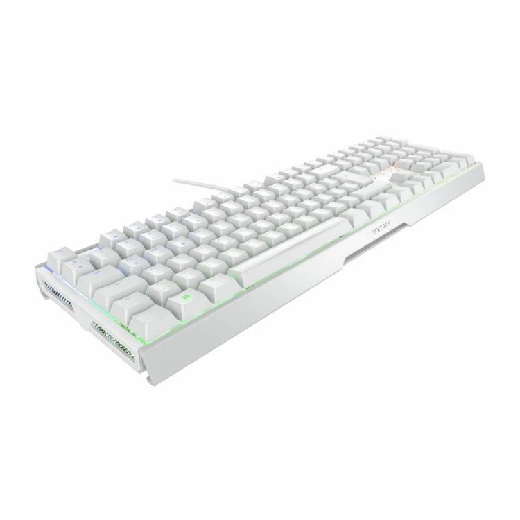 Klawiatura CHERRY XTRFY MX 3.1 - Pełny rozmiar - Podświetlenie - USB-C - QWERTZ - Niemiecki - Przełącznik kluczykowy: CHERRY MX2A Brązowy - biały