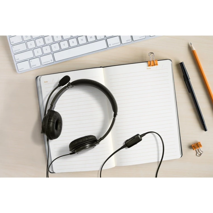 Kensington K33065WW słuchawki/zestaw słuchawkowy Przewodowa Opaska na głowę Biuro/centrum telefoniczne USB Typu-A Czarny