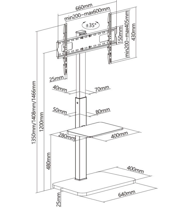 Uchwyt na stojak podłogowy Equip 37"-75"/1TFT 30kg