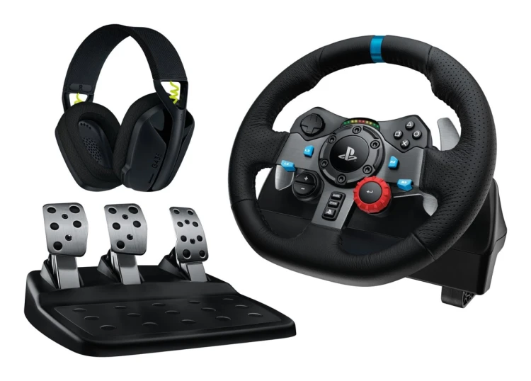 Logitech G 991-000539 kontroler gier Aluminium, Czarny USB Kierownica + pedały + zestaw słuchawkowy PC, PlayStation 4, PlayStation 5, Playstation 3
