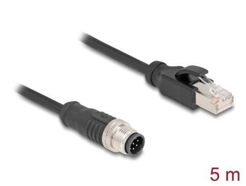 DeLOCK Kabel M12 A-coded 8 pin, męski na RJ45 męski PVC, 5 m