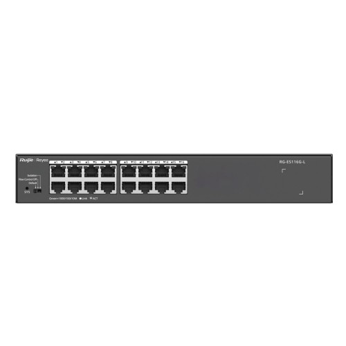 Ruijie Networks RG-ES116G-L przełącznik sieciowy Nie zarządzany L2 Gigabit Ethernet (10/100/1000) Czarny