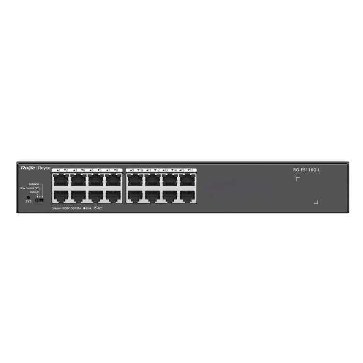 Ruijie Networks RG-ES116G-L przełącznik sieciowy Nie zarządzany L2 Gigabit Ethernet (10/100/1000) Czarny