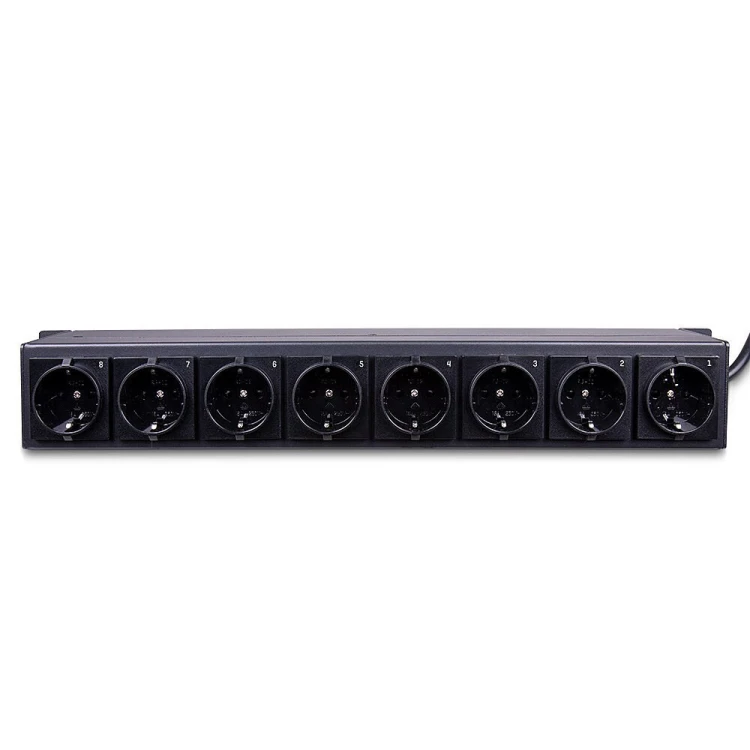 Lindy 73025 rozdzielacz zasilania PDU 8 x gniazdo sieciowe 1.5U Czarny