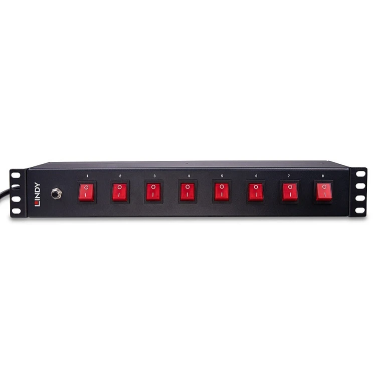 Lindy 73025 rozdzielacz zasilania PDU 8 x gniazdo sieciowe 1.5U Czarny