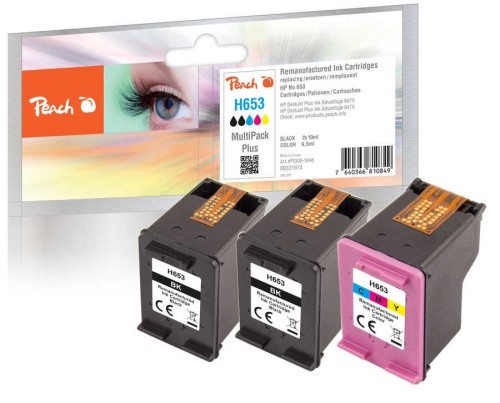 Peach PI300-1046 nabój z tuszem 3 szt. Zamiennik Standardowa wydajność Czarny, Cyjan, Purpurowy, Żółty