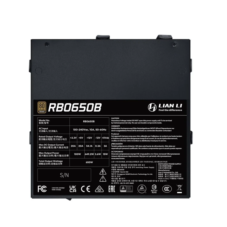 Lian Li RB0650B.B moduł zasilaczy 650 W 24-pin ATX ATX Czarny