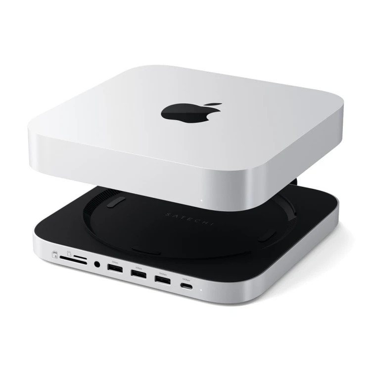 Satechi Stand & Hub - podstawka i hub do Mac Mini/Studio (USB-C 3.2, USB-A 3.2, 2x USB-A 3.0, 3,5mm jack, port micro/SD, NVMe/M.2 SATA SSD)