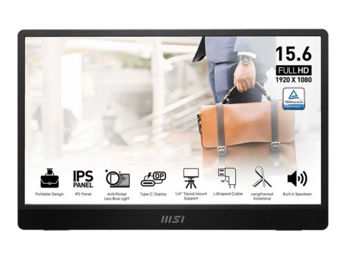 MSI PRO MP161DE E2 monitor komputerowy 39,6 cm (15.6") 1920 x 1080 px Full HD LED Czarny