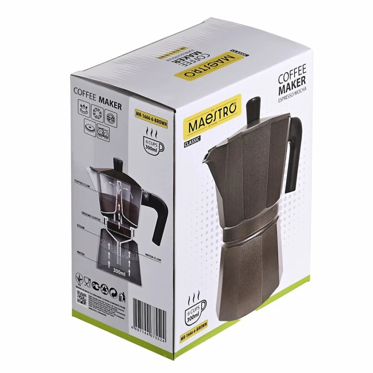 Kawiarka aluminiowa (6 filiżanek; 300 ml) MR-1666-6-BROWN MAESTRO