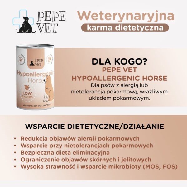 Paka Zwierzaka Pepe Vet Karma mokra Hypoallergenic Horse 400g