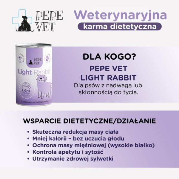 Paka Zwierzaka Pepe Vet Karma mokra Light Rabbit 400g