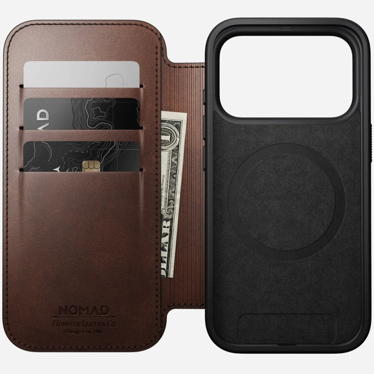 Nomad Modern Leather Folio pokrowiec na telefon komórkowy 16 cm (6.3") Brązowy