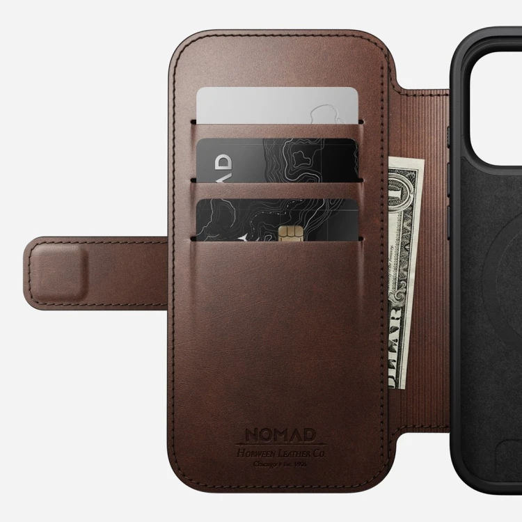 Nomad Modern Leather Folio pokrowiec na telefon komórkowy 16 cm (6.3") Brązowy